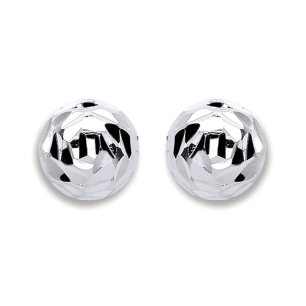 Silver 8mm Disco Half Ball Earrings