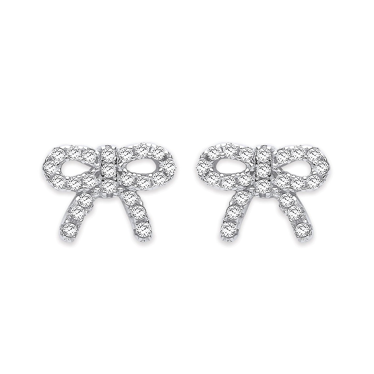 Silver Cubic Zirconia Bow Stud Earrings - Fine Ring - Certified Authentic - Swiss Made – Luxury Jewellery by Imperial