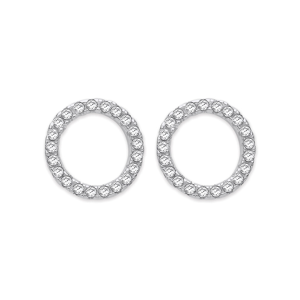 Silver Cubic Zirconia Circle of Life Stud Earrings