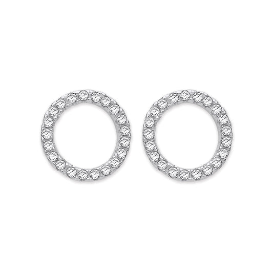 Silver Cubic Zirconia Circle of Life Stud Earrings