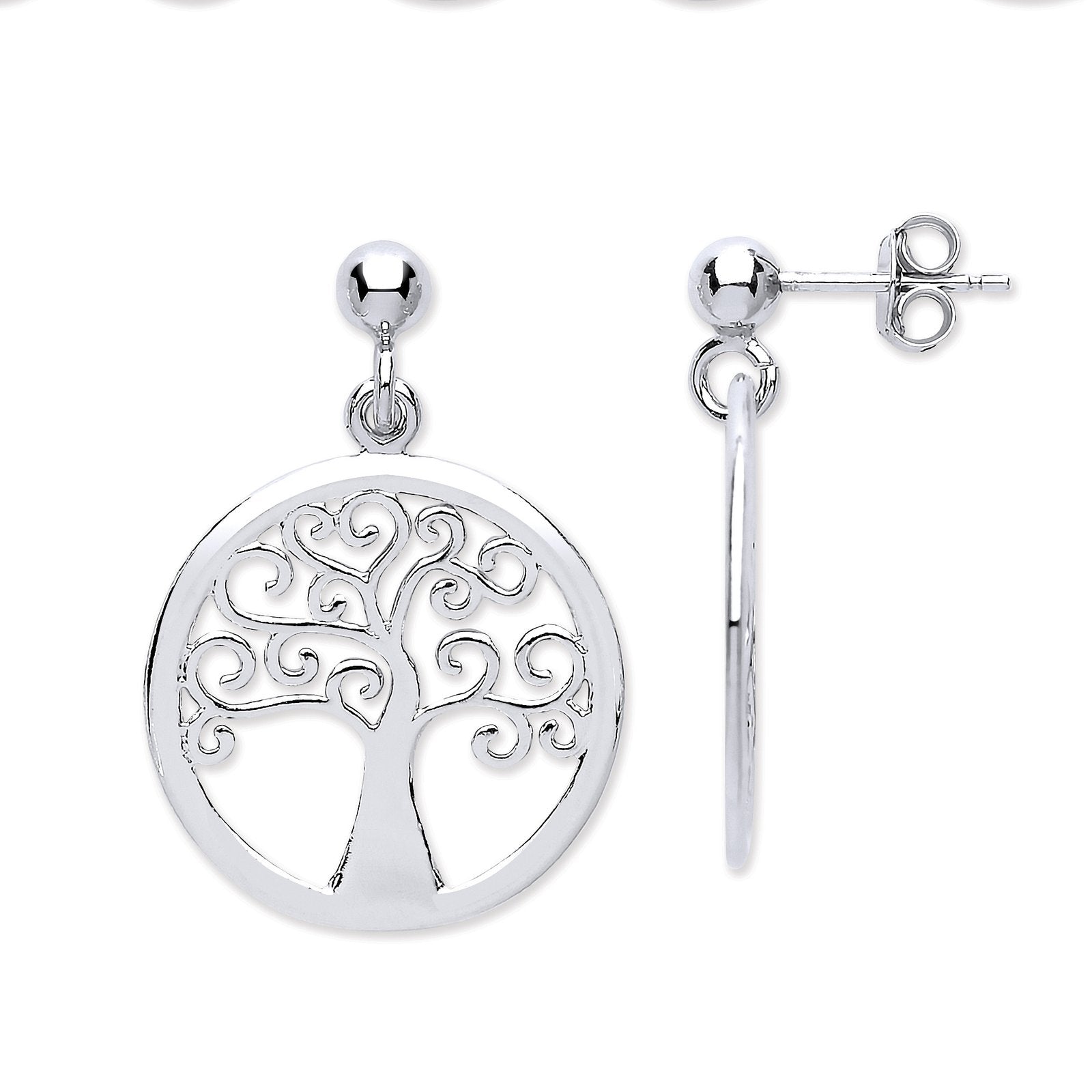 Silver Tree of Life Earrings - Fine Ring - Certified Authentic - Swiss Made - UK Stock – Luxury Jewellery by Imperial