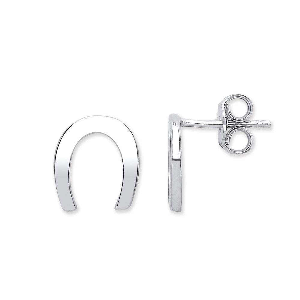 Silver Lucky Horseshoe Stud Earrings – product view