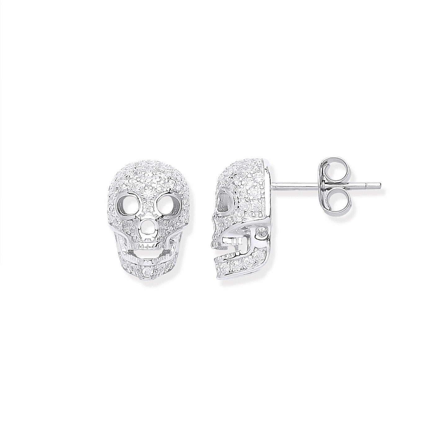 Silver Cubic Zirconia Skull Stud Earrings - Fine Ring - Certified Authentic - Swiss Made – Luxury Jewellery by Imperia