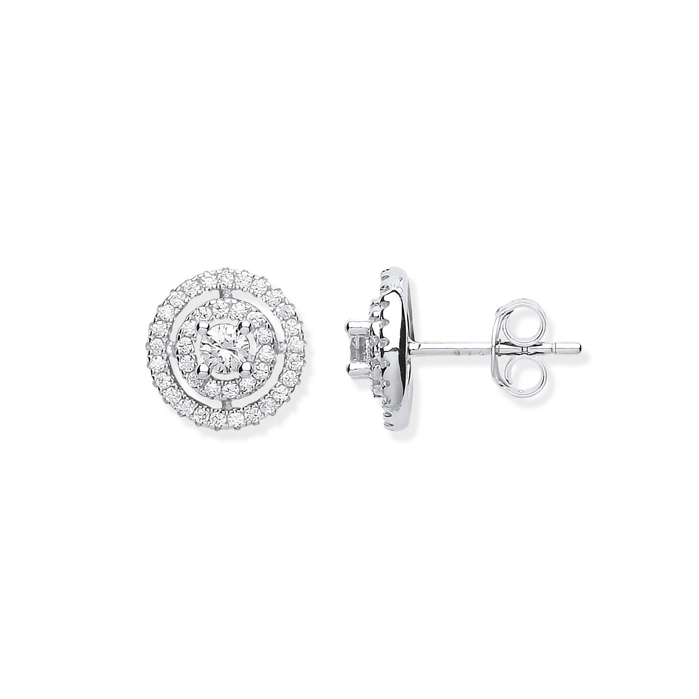 Silver Layered Cubic Zirconia Circle Stud Earrings - Fine Ring - Certified Authentic – Luxury Jewellery by Imperial Ti
