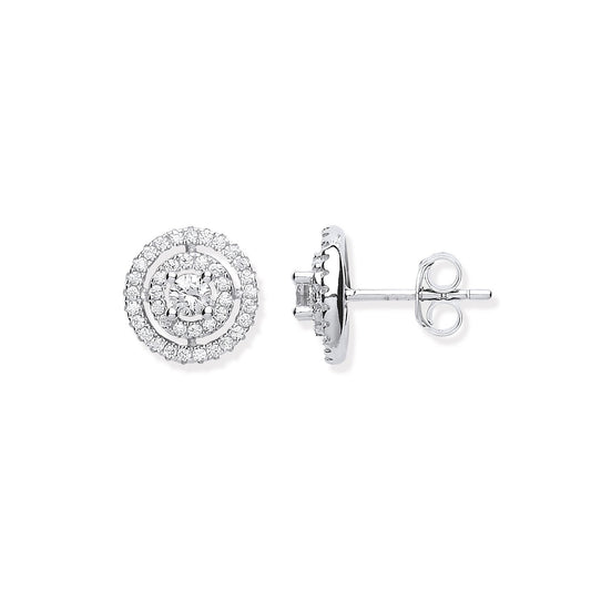 Silver Layered Cubic Zirconia Circle Stud Earrings - Fine Ring - Certified Authentic – Luxury Jewellery by Imperial Ti