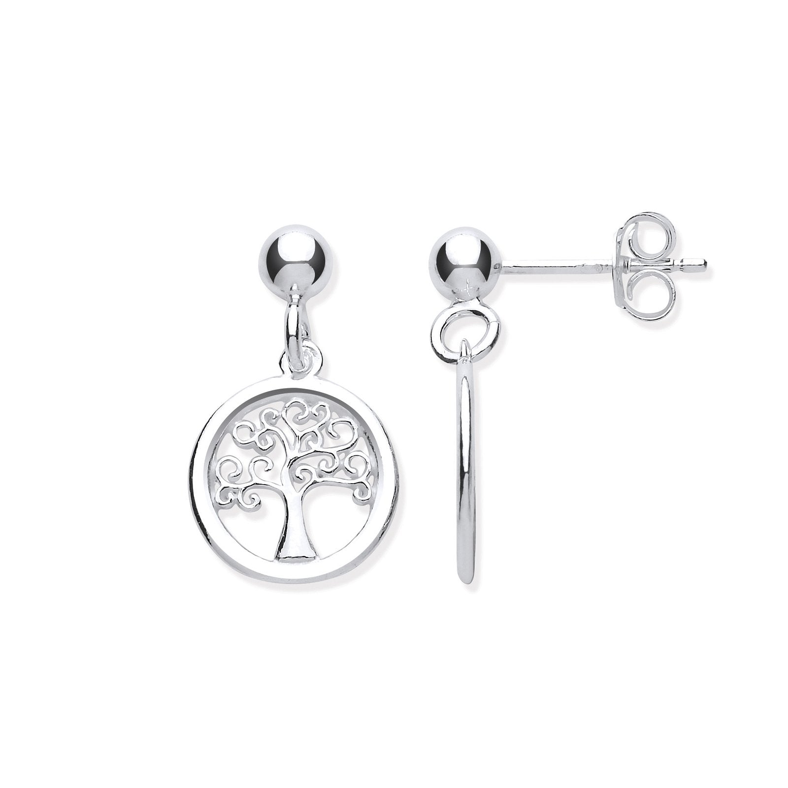 Silver Tree of Life Drop Earrings - Fine Ring - Certified Authentic - Swiss Made - UK Stock – Luxury Jewellery by Impe