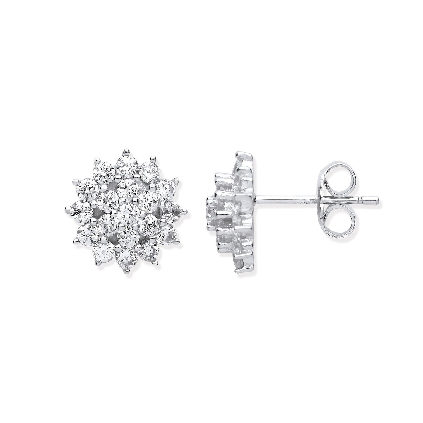 Silver Traditional Cubic Zirconia Cluster Studs - Luxury Watch - Certified Authentic – Luxury Watch by Imperial Time U