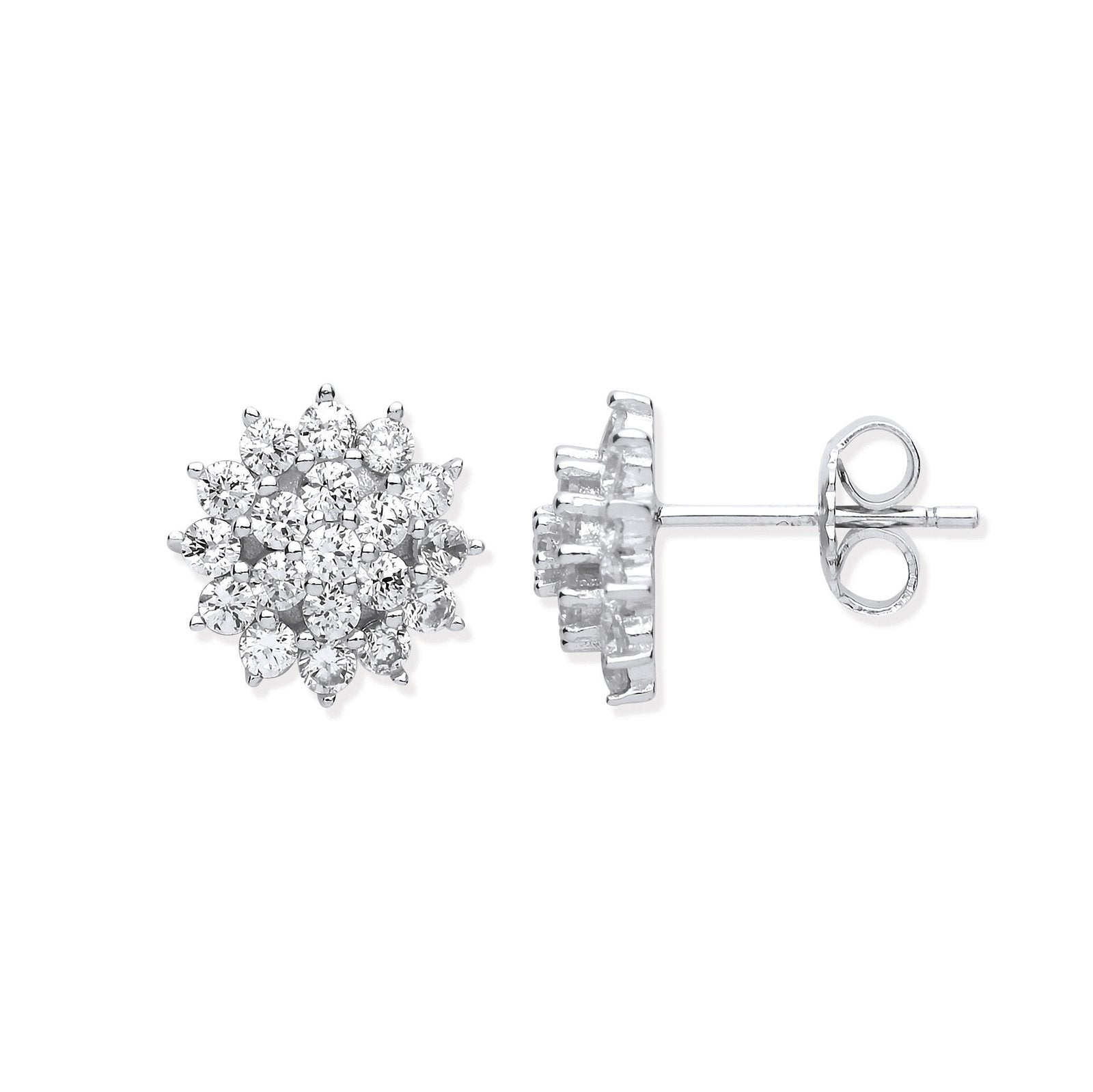 Silver Traditional Cubic Zirconia Cluster Studs - Luxury Watch - Certified Authentic – Luxury Watch by Imperial Time U