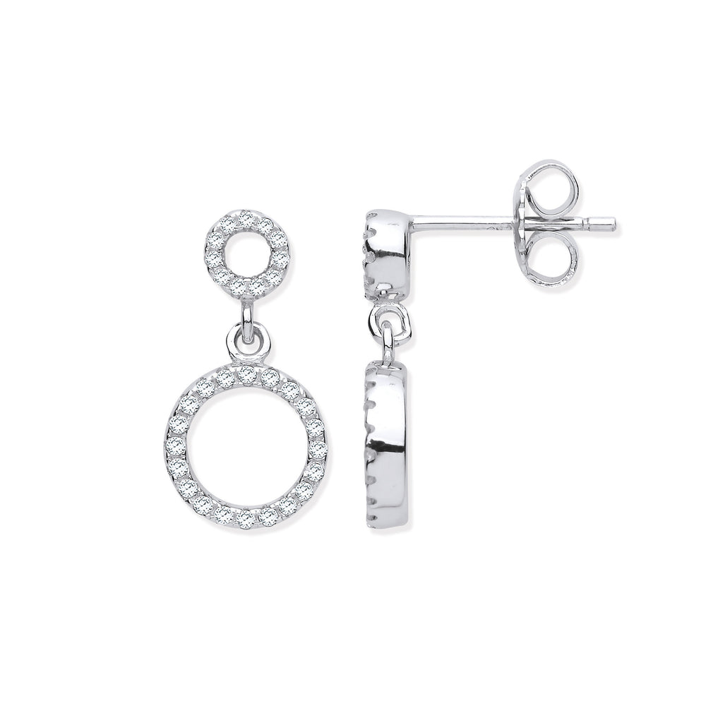 Silver Cubic Zirconia Circle of Life Drop Earrings