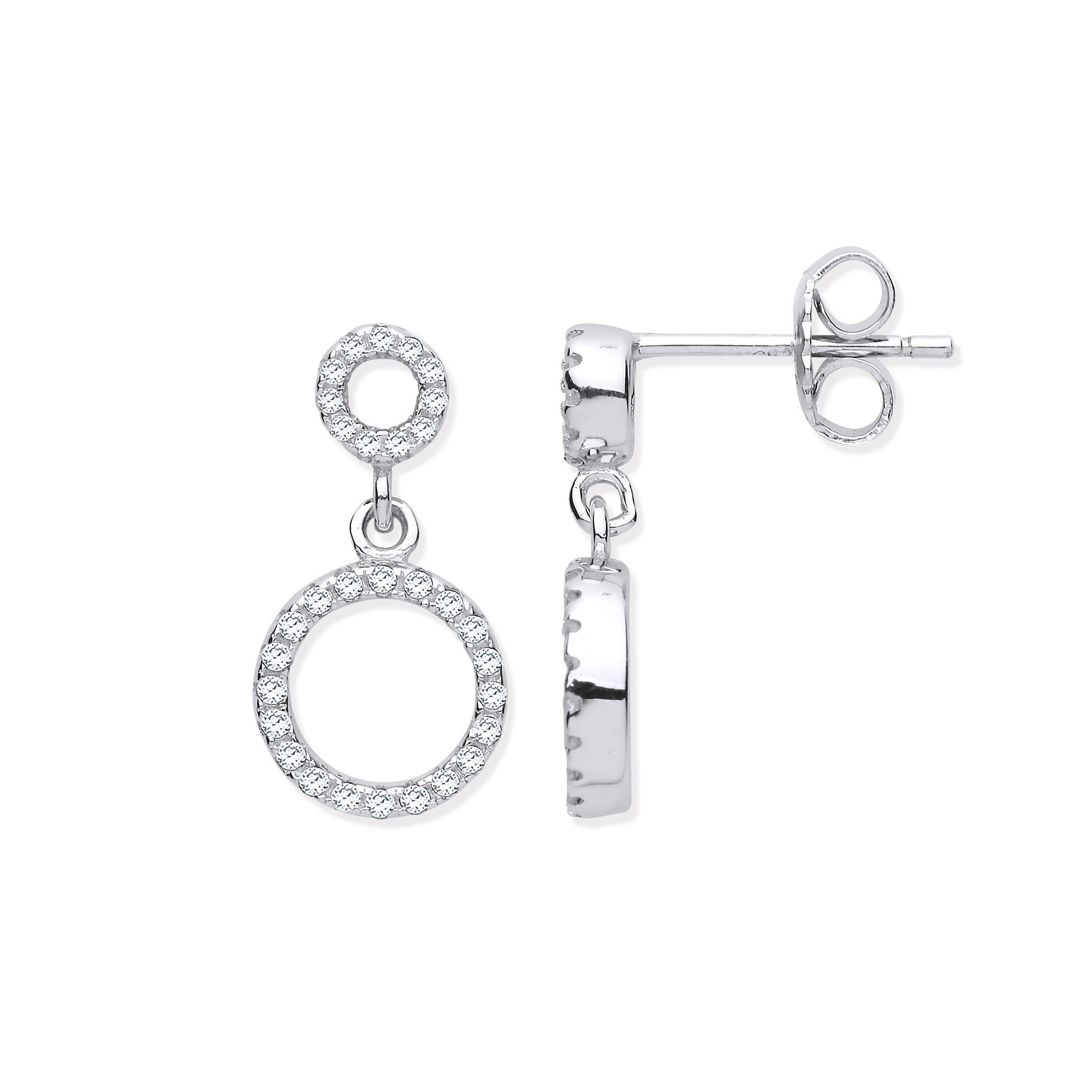 Silver Cubic Zirconia Circle of Life Drop Earrings