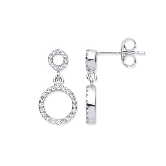 Silver Cubic Zirconia Circle of Life Drop Earrings