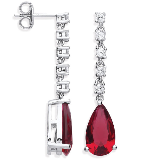 Silver Ruby Red Pear Shape Cubic Zirconia Drop Earrings - Fine Ring - Certified Authentic – Luxury Jewellery by Imperi