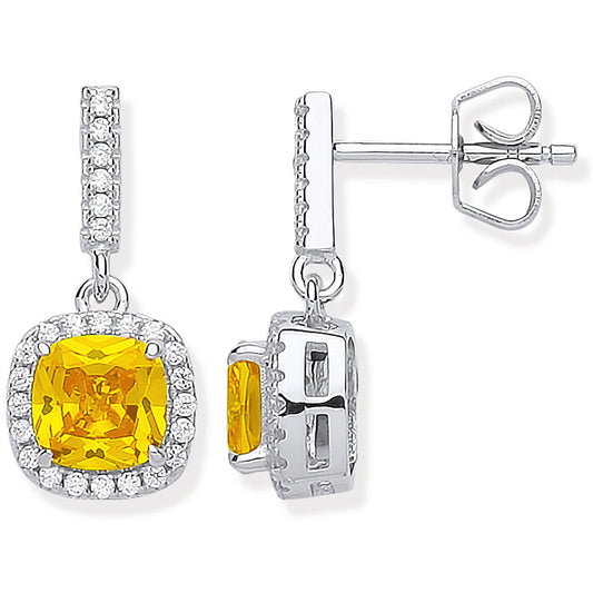 Silver Yellow Cubic Zirconia Drop Earrings - Fine Ring - Certified Authentic - Swiss Made – Luxury Jewellery by Imperi