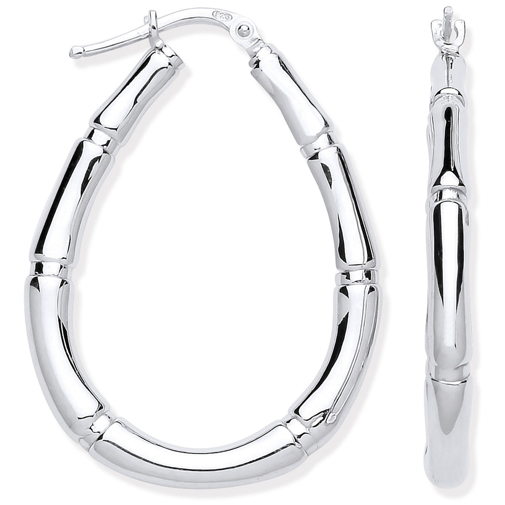 Silver Bamboo Creole Earrings – product view