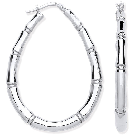 Silver Bamboo Large Creole Earrings - Fine Ring - Certified Authentic - Swiss Made - UK Stock – Luxury Jewellery by Im