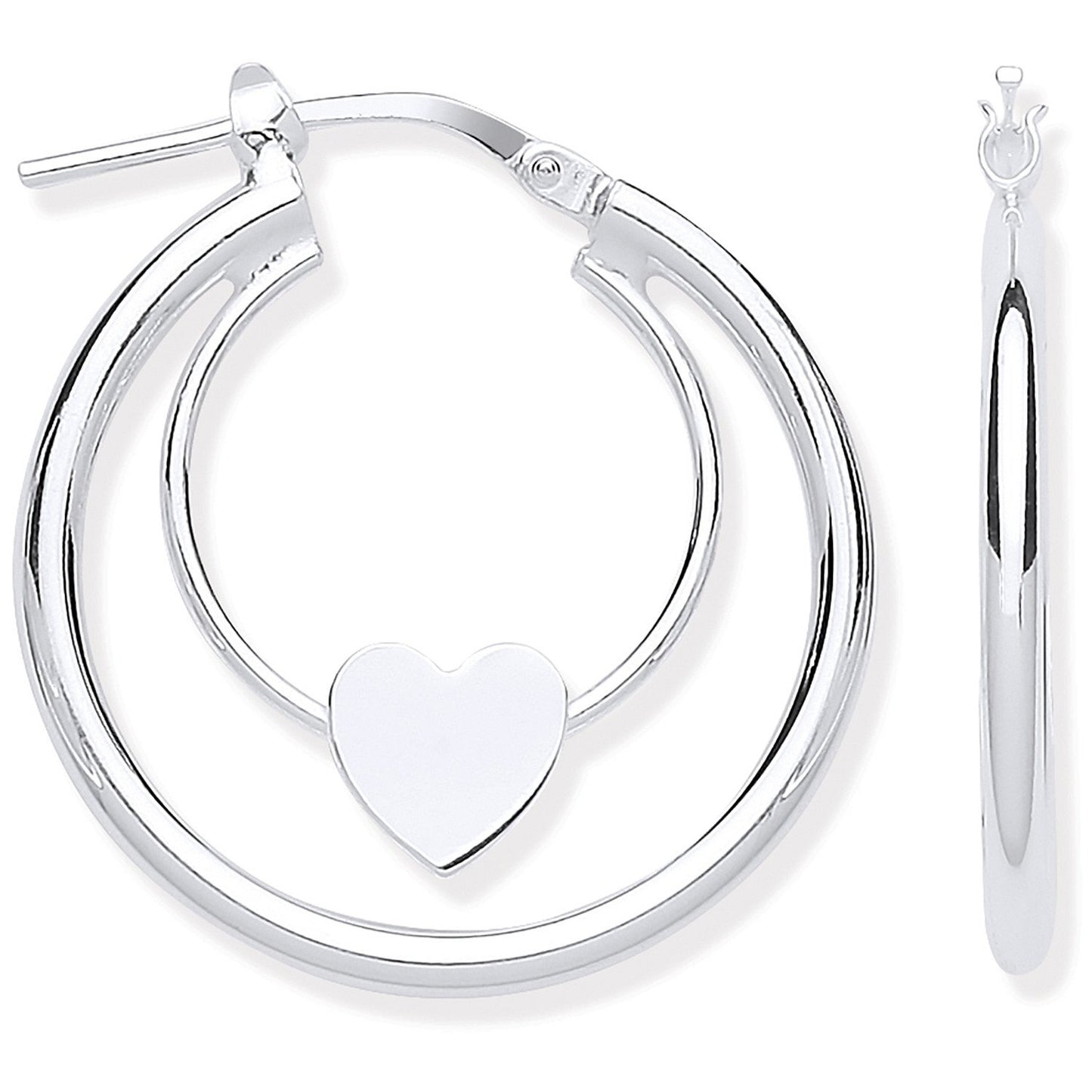 Silver Double Tube Heart Hoop Earrings - Fine Ring - Certified Authentic - Swiss Made – Luxury Jewellery by Imperial T