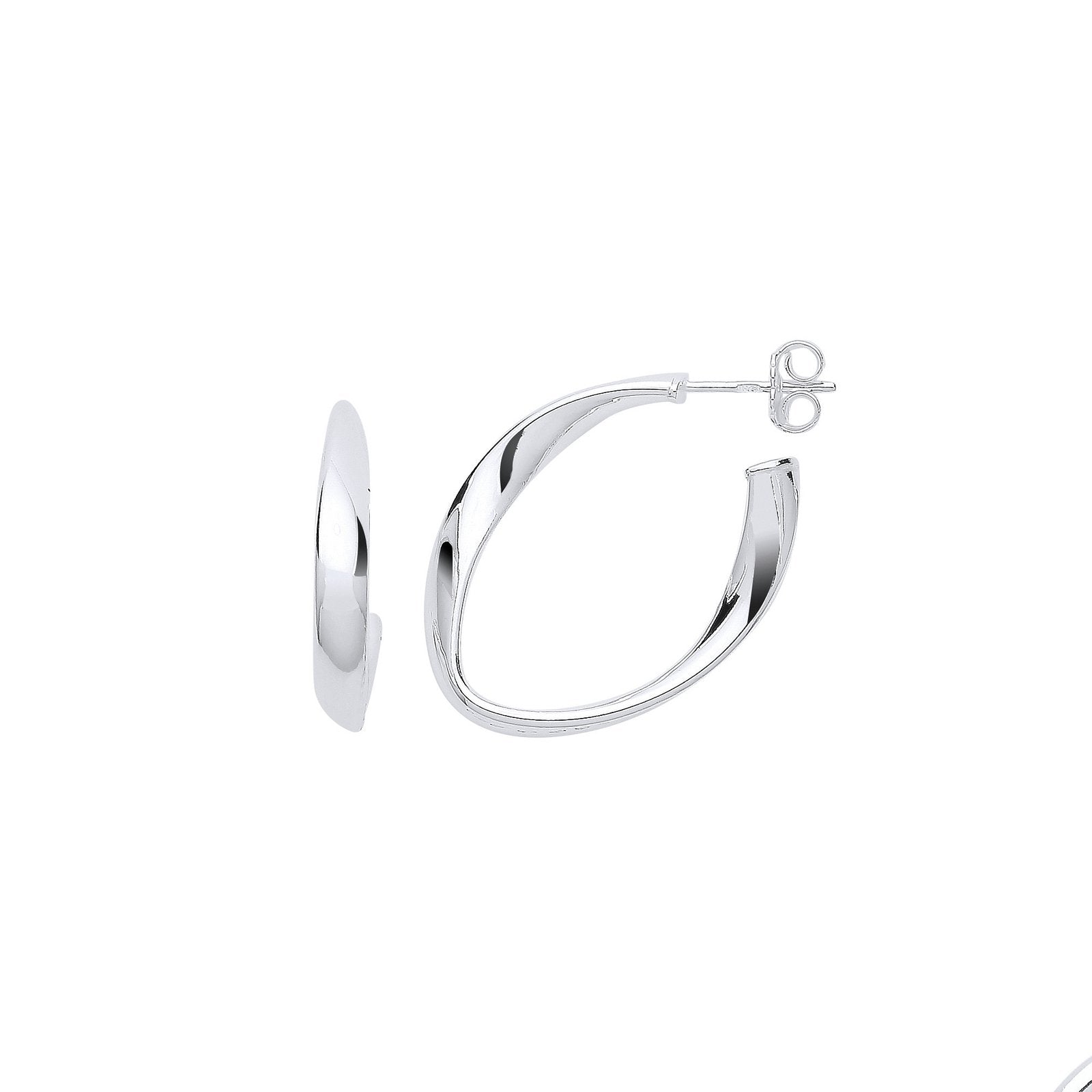 Silver Oval Twisted Hoop Earrings - Fine Ring - Certified Authentic - Swiss Made - UK Stock – Luxury Jewellery by Impe