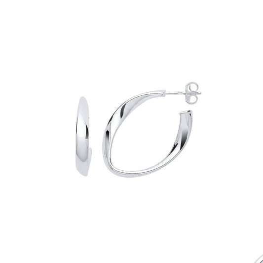 Silver Oval Twisted Hoop Earrings - Fine Ring - Certified Authentic - Swiss Made - UK Stock – Luxury Jewellery by Impe