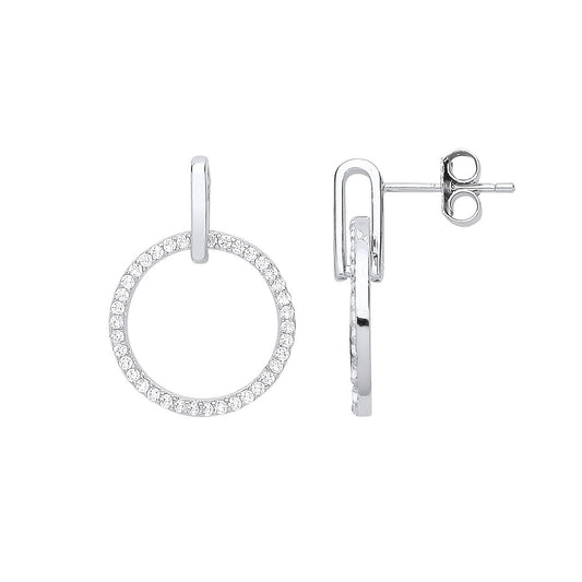 Silver Circle of Life Cubic Zirconia Drop Earrings - Fine Ring - Certified Authentic – Luxury Jewellery by Imperial Ti