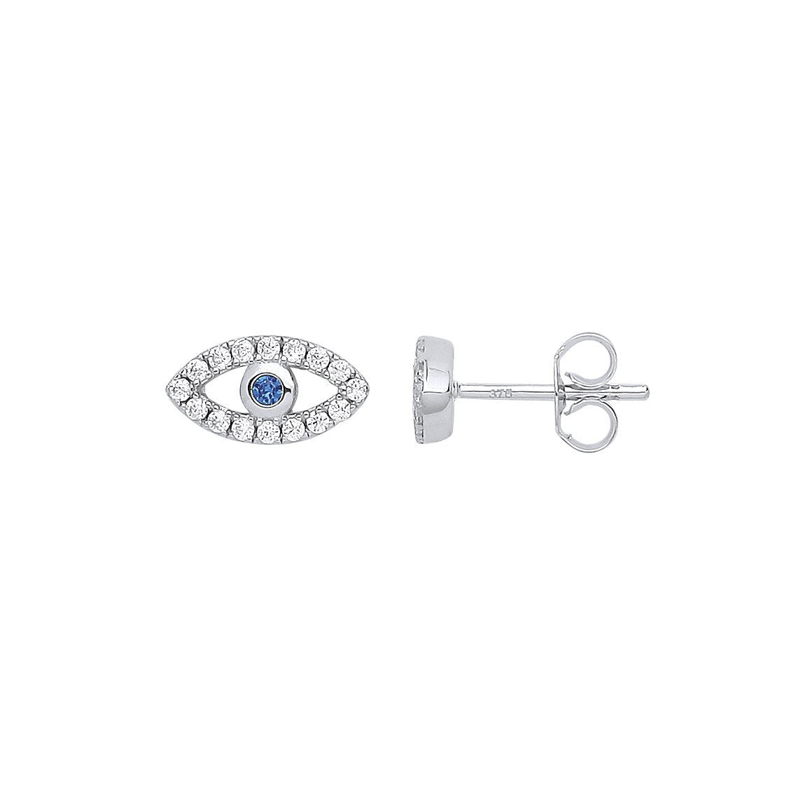 Silver Evil Eye Cubic Zirconia Studs - Luxury Watch - Certified Authentic - Swiss Made – Luxury Watch by Imperial Time
