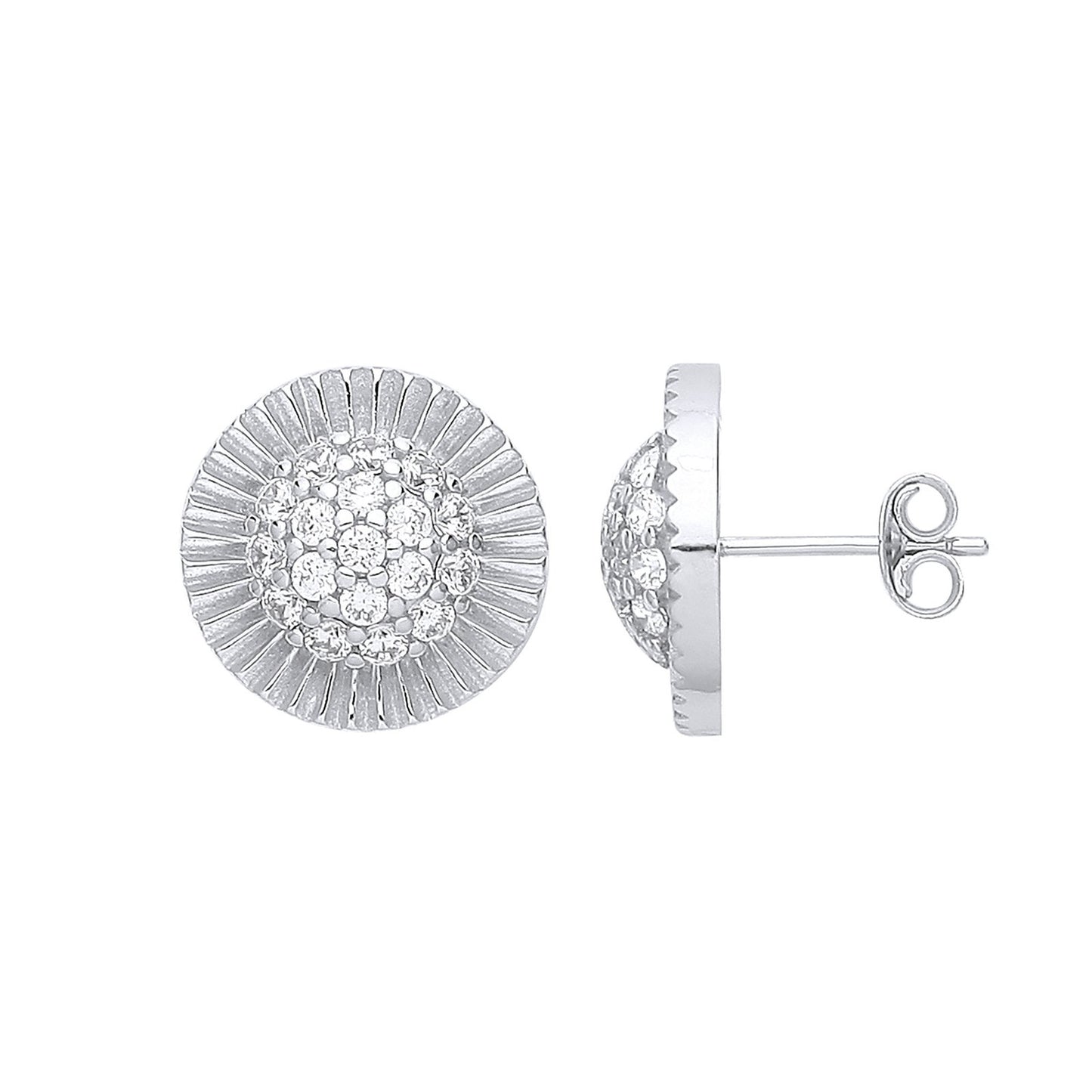 Silver Round 15mm Stud Cubic Zirconia Earrings - Fine Ring - Certified Authentic - Swiss Made – Luxury Jewellery by Im