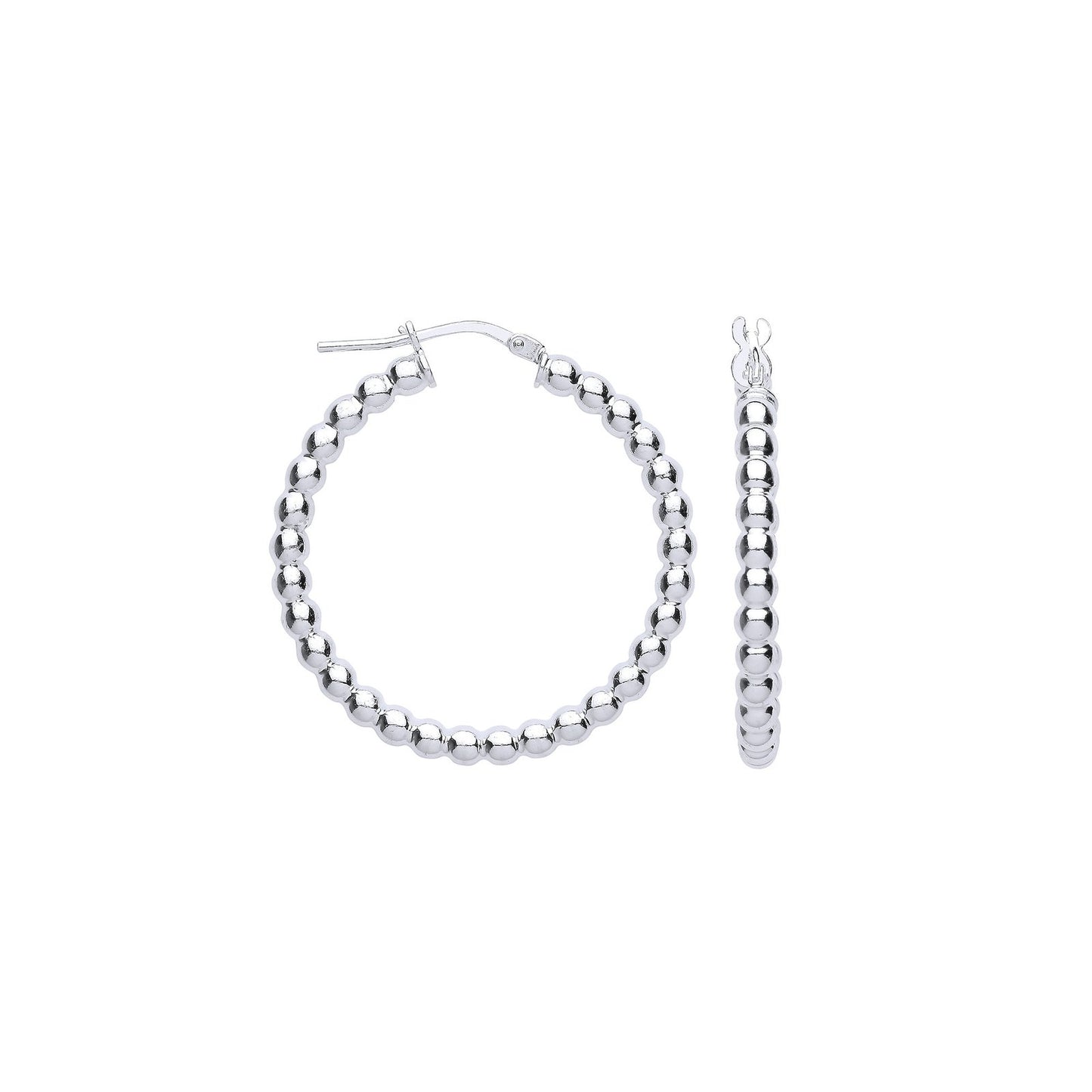 Silver Bead 31mm Hoop Earrings - Fine Ring - Certified Authentic - Swiss Made - UK Stock – Luxury Jewellery by Imperia