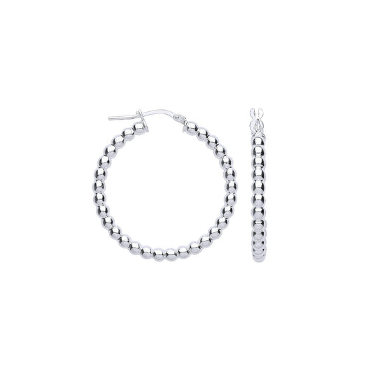 Silver Bead 31mm Hoop Earrings - Fine Ring - Certified Authentic - Swiss Made - UK Stock – Luxury Jewellery by Imperia