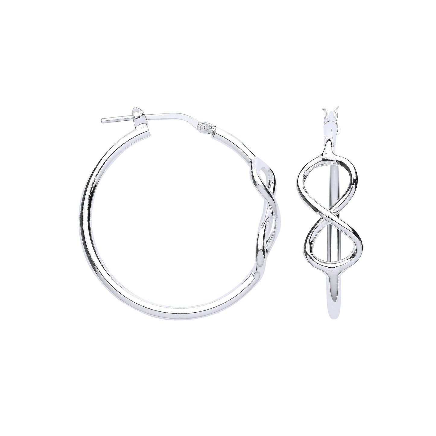 Silver Infinity 28mm Hoop Earrings - Fine Ring - Certified Authentic - Swiss Made - UK Stock – Luxury Jewellery by Imp
