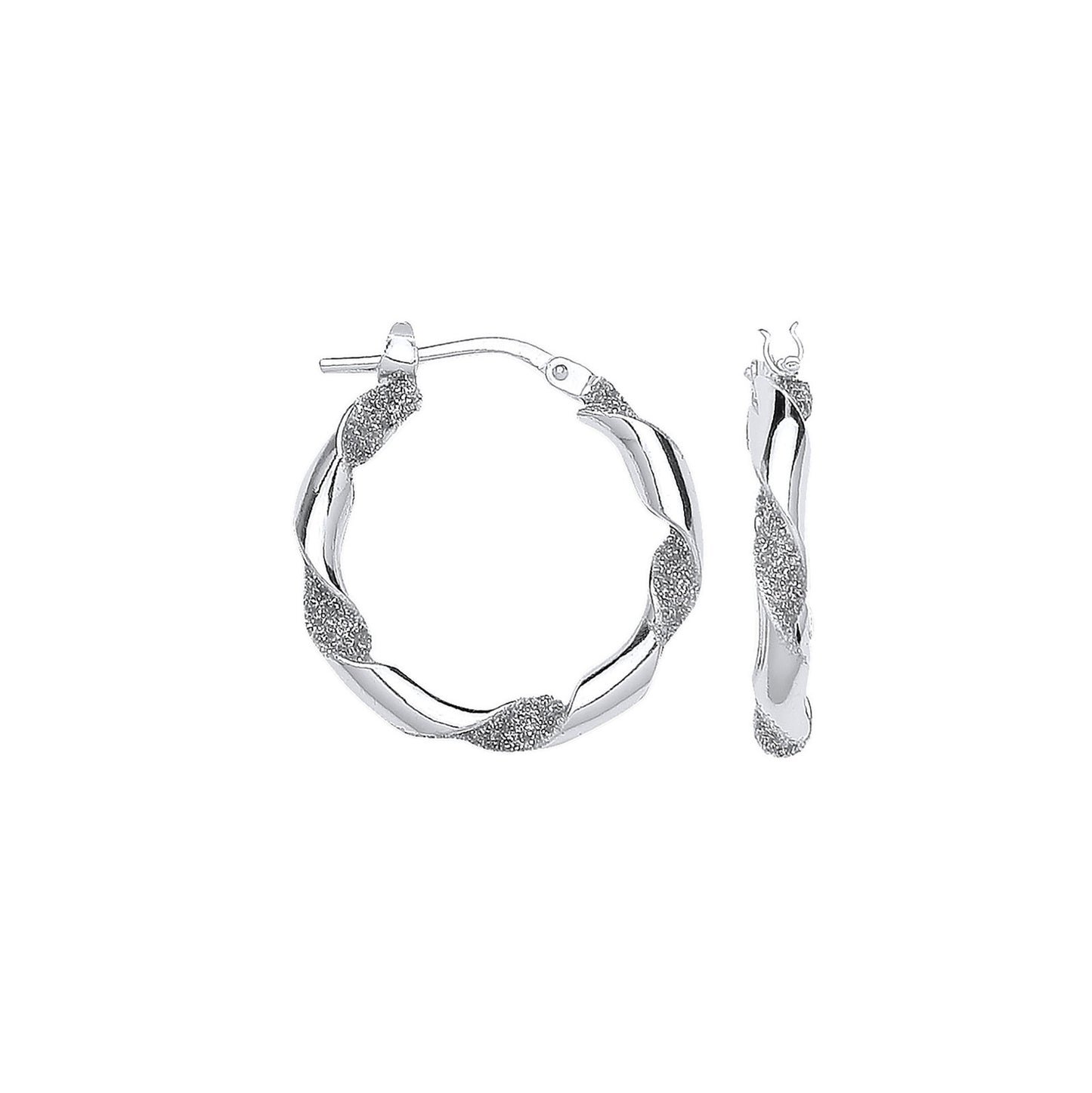 Silver Plain & Glitter 20mm Twisted Hoop Earrings - Fine Ring - Certified Authentic – Luxury Jewellery by Imperial Tim