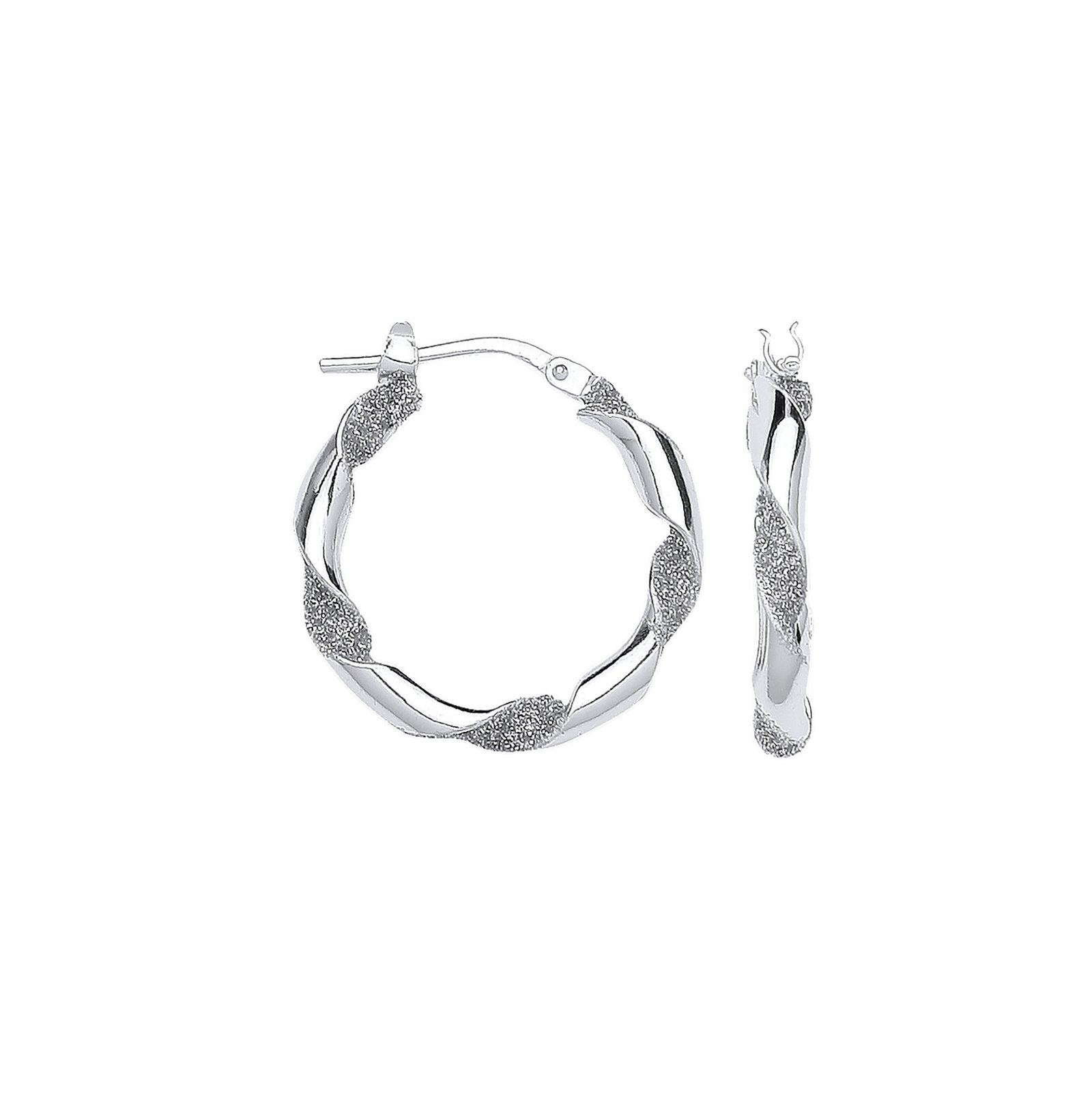 Silver Plain & Glitter 20mm Twisted Hoop Earrings - Fine Ring - Certified Authentic – Luxury Jewellery by Imperial Tim