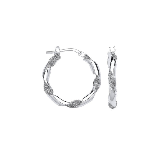 Silver Plain & Glitter 20mm Twisted Hoop Earrings - Fine Ring - Certified Authentic – Luxury Jewellery by Imperial Tim