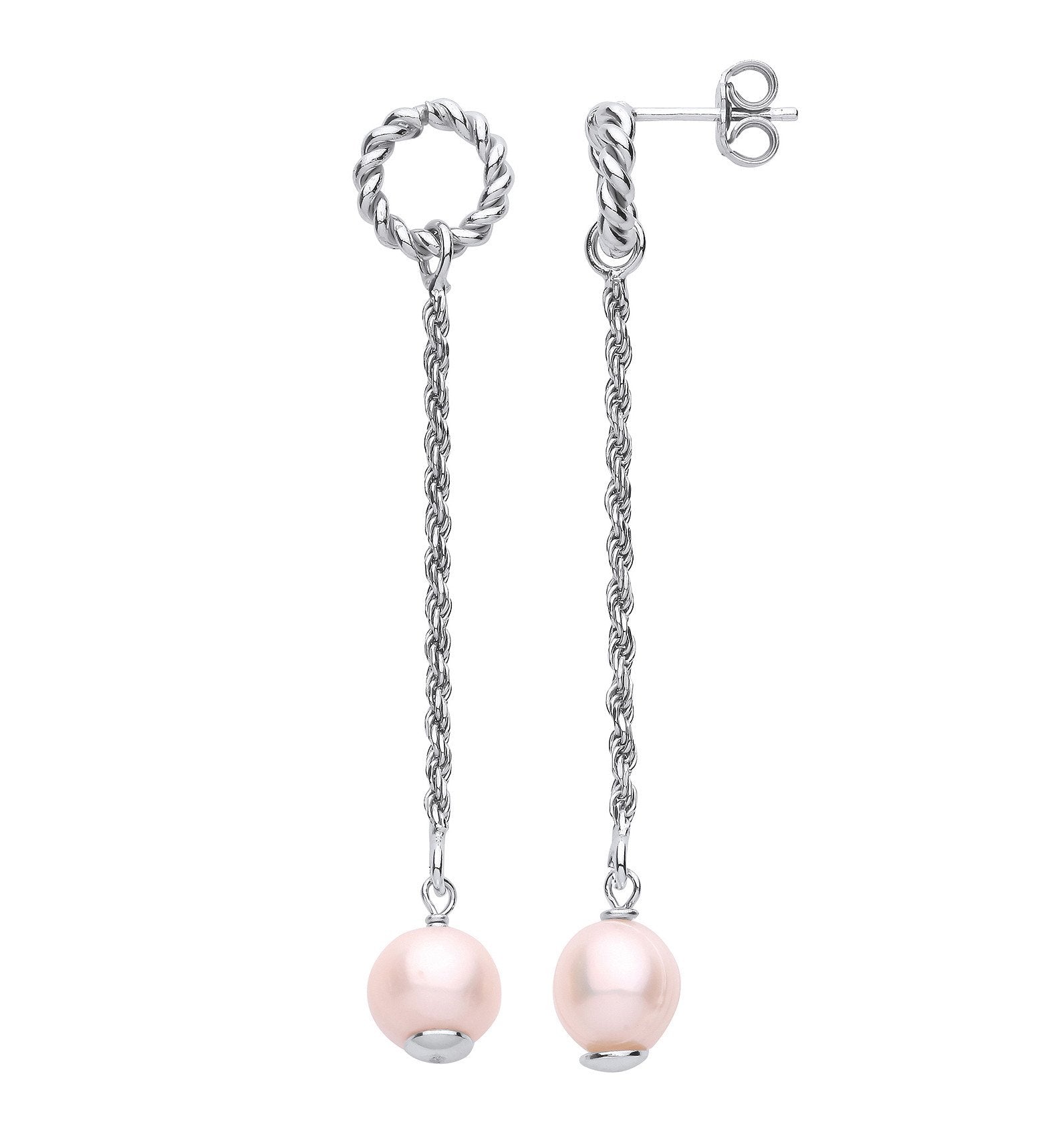 Silver W/Pearl Drop Earrings - Fine Ring - Certified Authentic - Swiss Made - UK Stock – Luxury Jewellery by Imperial