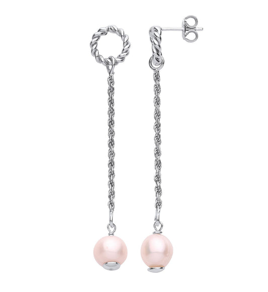 Silver W/Pearl Drop Earrings - Fine Ring - Certified Authentic - Swiss Made - UK Stock – Luxury Jewellery by Imperial