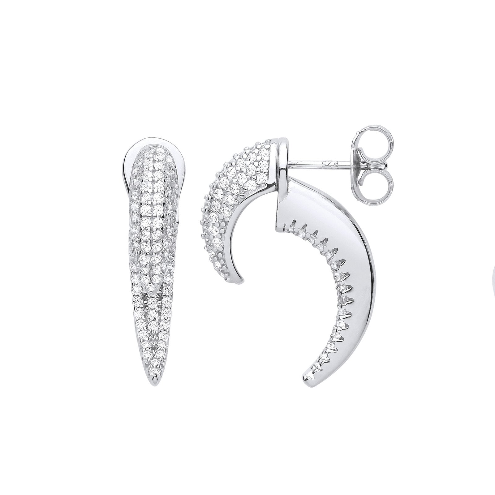 Silver Cubic Zirconia Talon Earrings - Fine Ring - Certified Authentic - Swiss Made – Luxury Jewellery by Imperial Tim