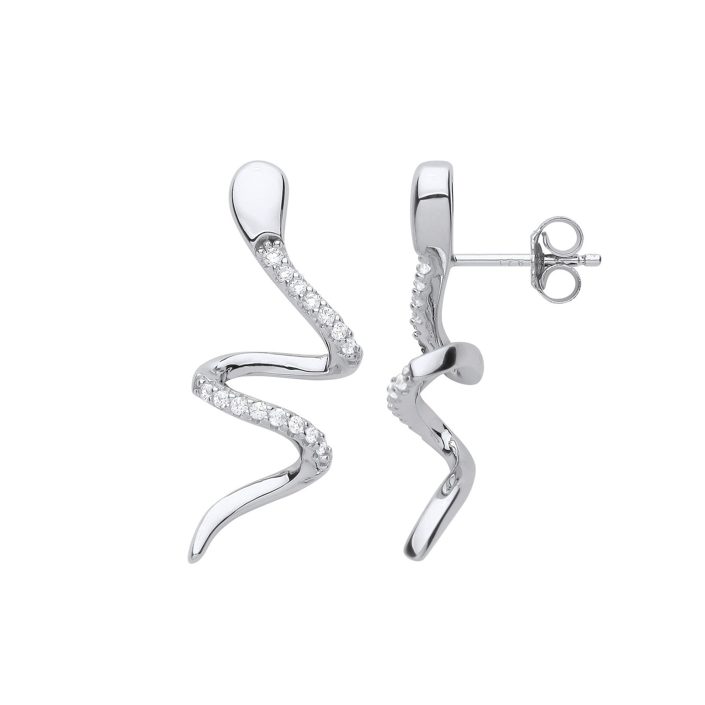 Silver Snake Cubic Zirconia Drop Earrings - Fine Ring - Certified Authentic - Swiss Made – Luxury Jewellery by Imperia