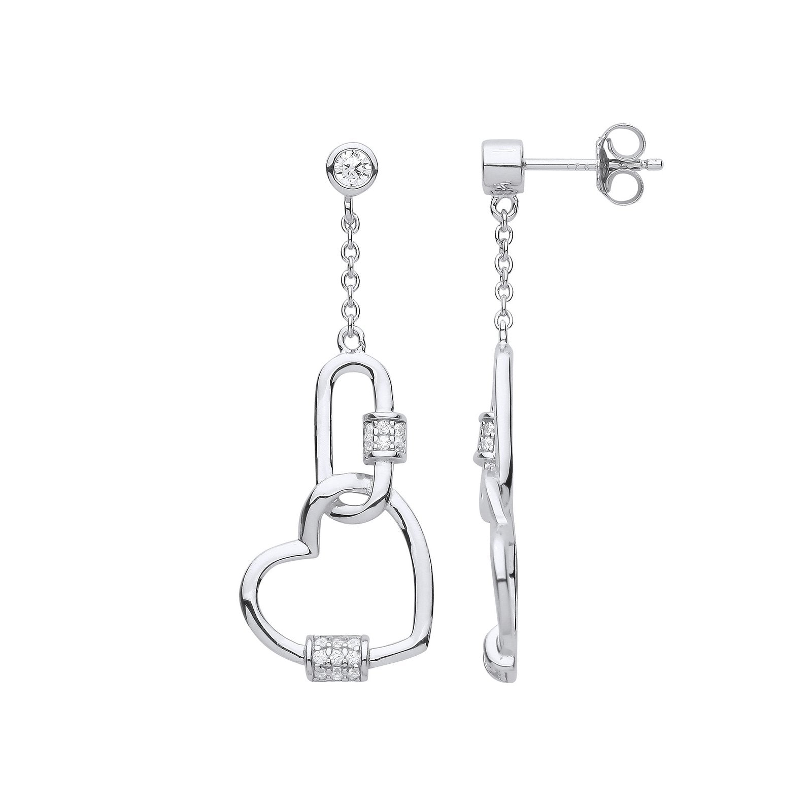 Silver Heart Paper Clip Cubic Zirconia Drop Earrings - Fine Ring - Certified Authentic – Luxury Jewellery by Imperial