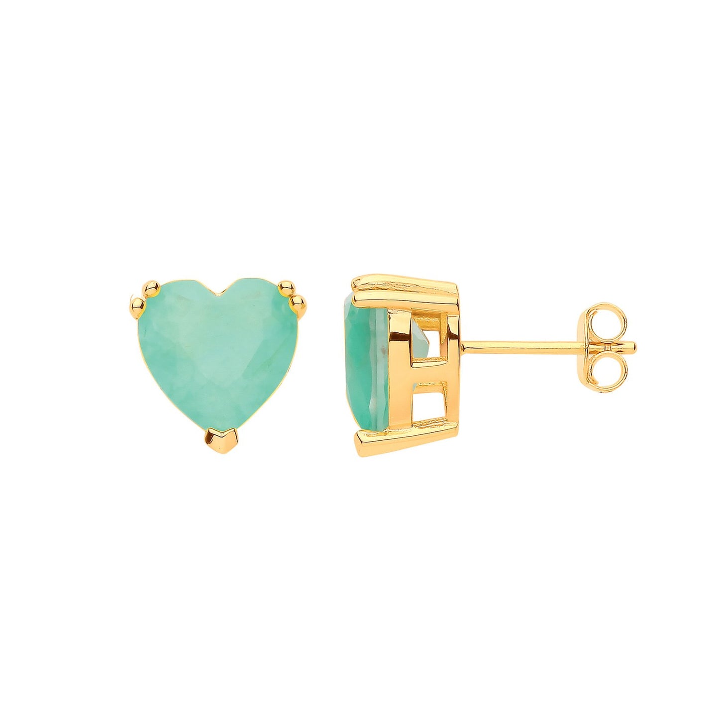 Silver Yellow Gold Plated, Green Heart Stud Earrings - Fine Ring - Certified Authentic – Luxury Jewellery by Imperial