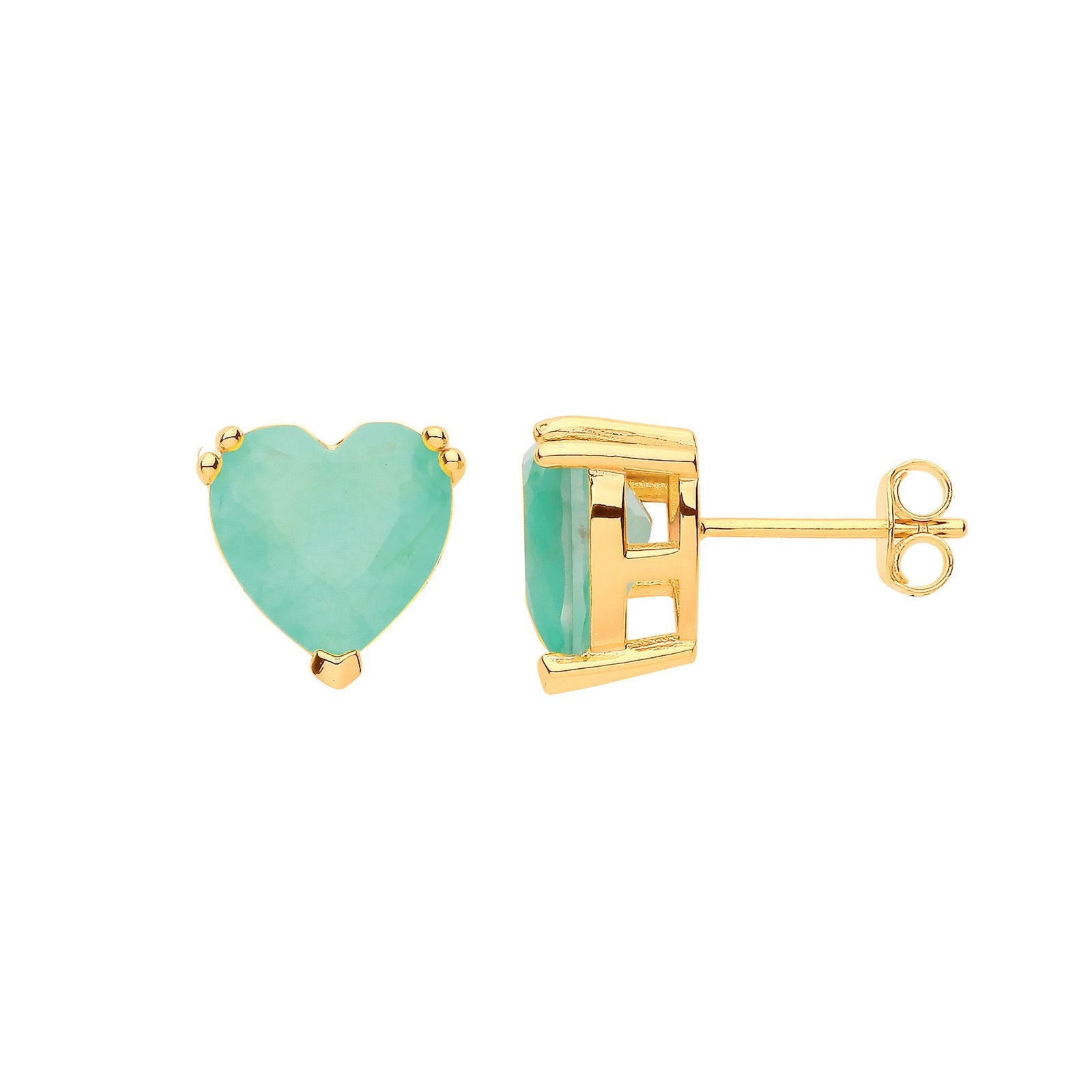 Silver Yellow Gold Plated, Green Heart Stud Earrings - Fine Ring - Certified Authentic – Luxury Jewellery by Imperial