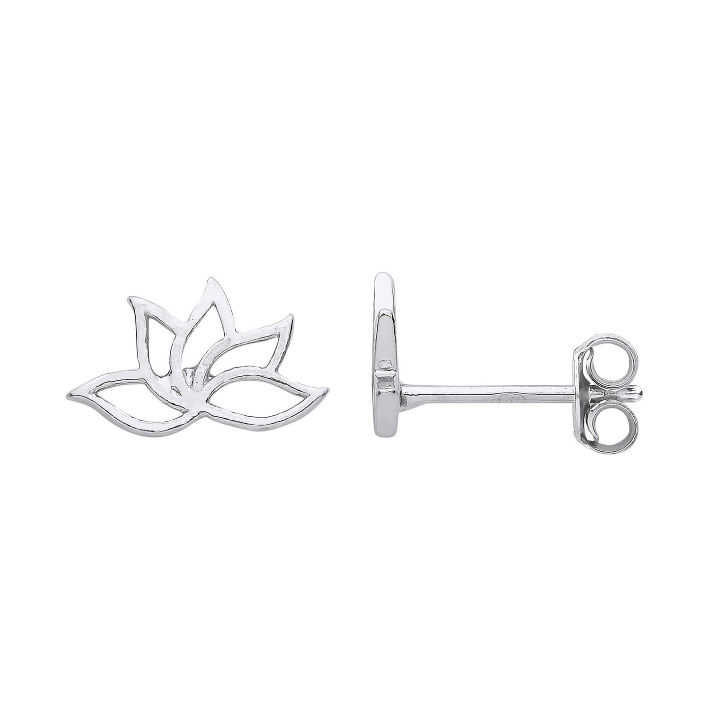 Silver Lotus Flower Stud Earrings - Fine Ring - Certified Authentic - Swiss Made - UK Stock – Luxury Jewellery by Impe