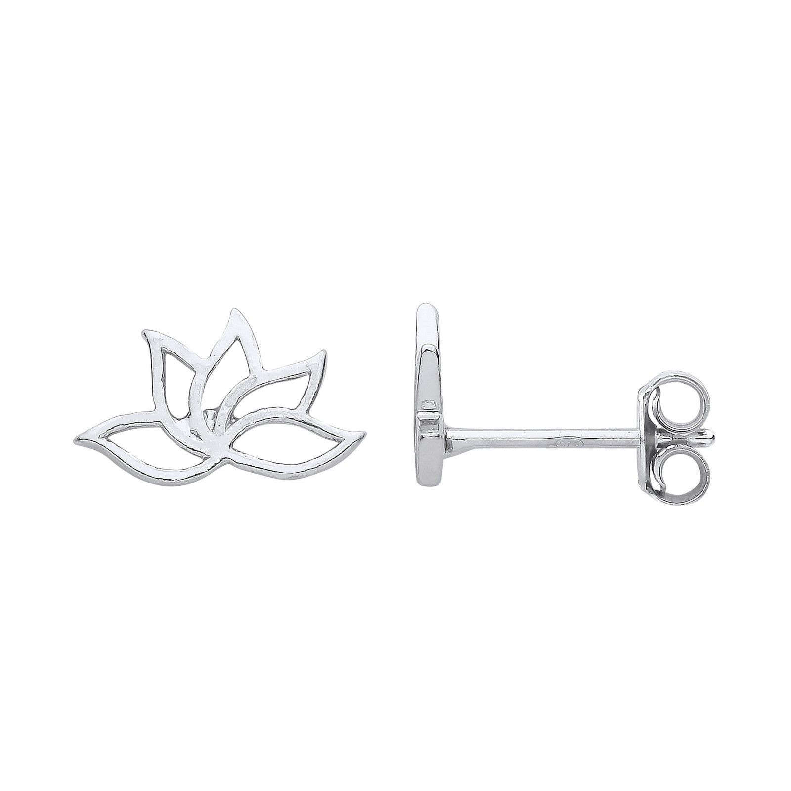 Silver Lotus Flower Stud Earrings - Fine Ring - Certified Authentic - Swiss Made - UK Stock – Luxury Jewellery by Impe