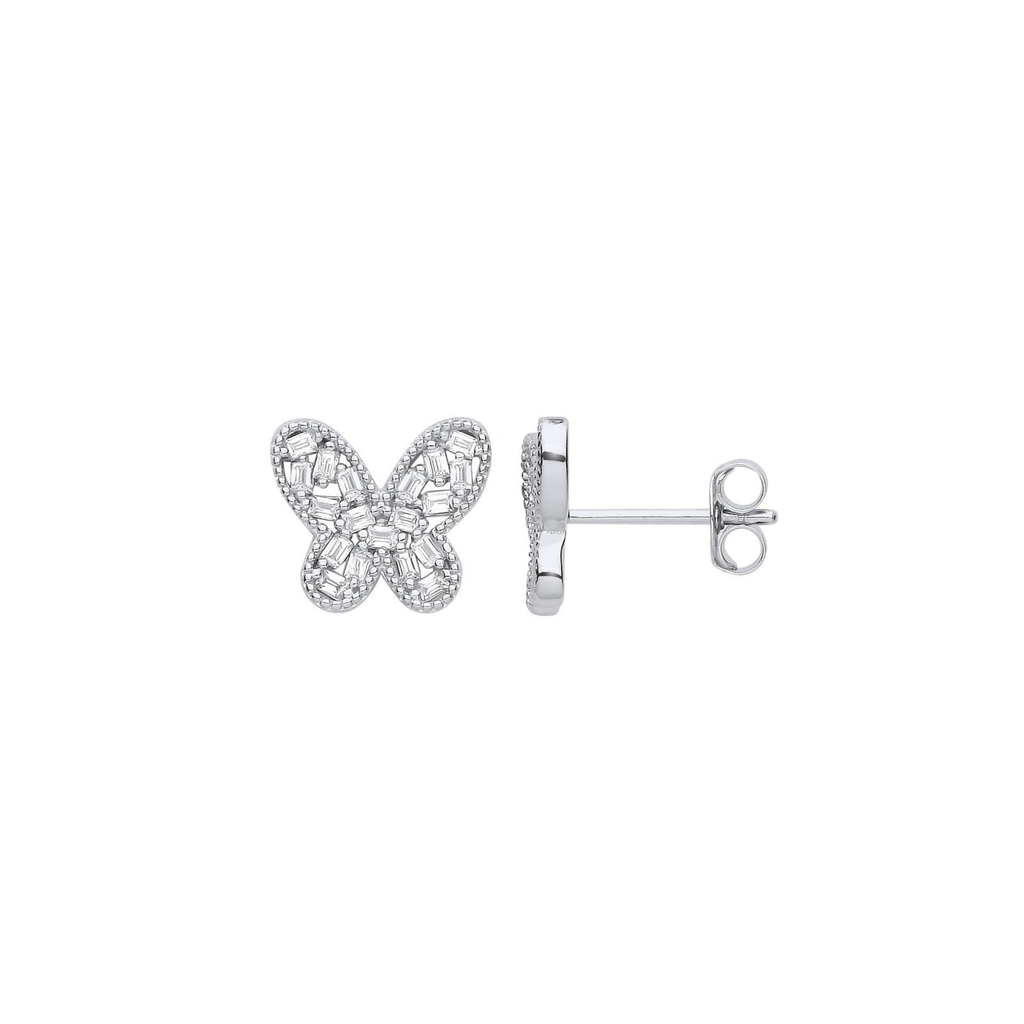 Silver Cubic Zirconia Butterfly Studs - Luxury Watch - Certified Authentic - Swiss Made – Luxury Watch by Imperial Tim