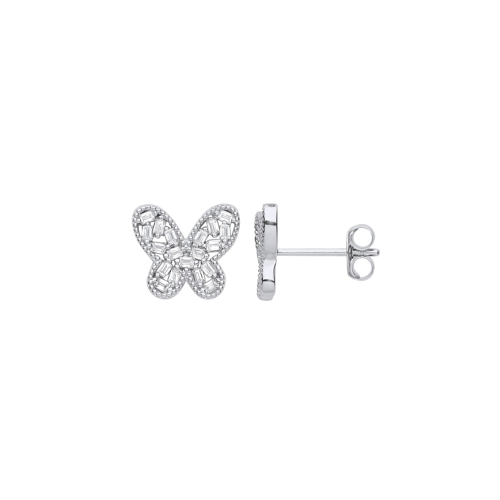 Silver Cubic Zirconia Butterfly Studs - Luxury Watch - Certified Authentic - Swiss Made – Luxury Watch by Imperial Tim