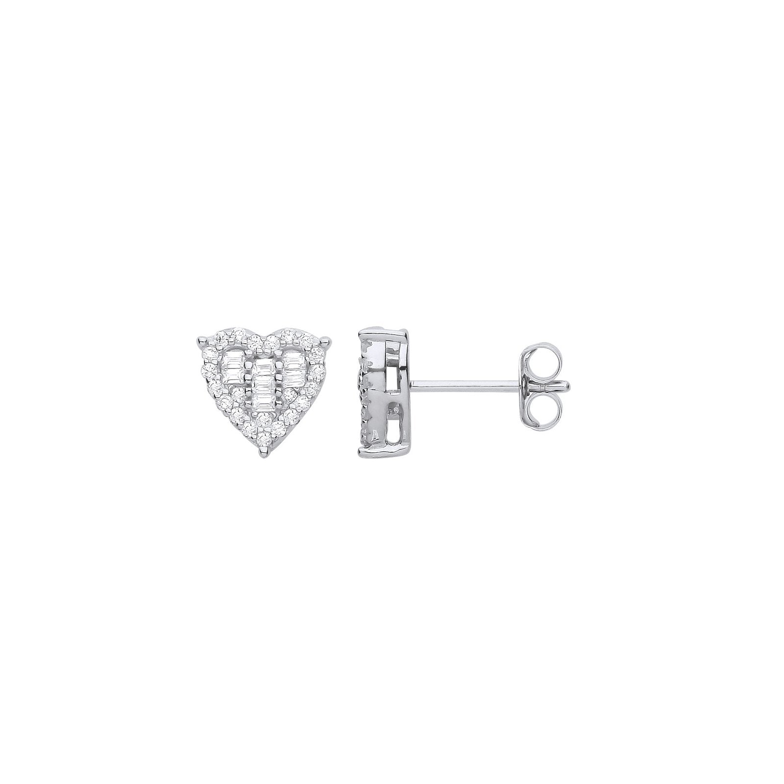 Silver Cubic Zirconia Heart Studs - Luxury Watch - Certified Authentic - Swiss Made – Luxury Watch by Imperial Time UK