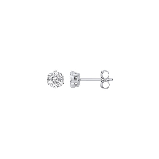 Silver Cubic Zirconia Flower Cluster Studs - Luxury Watch - Certified Authentic - Swiss Made – Luxury Watch by Imperia