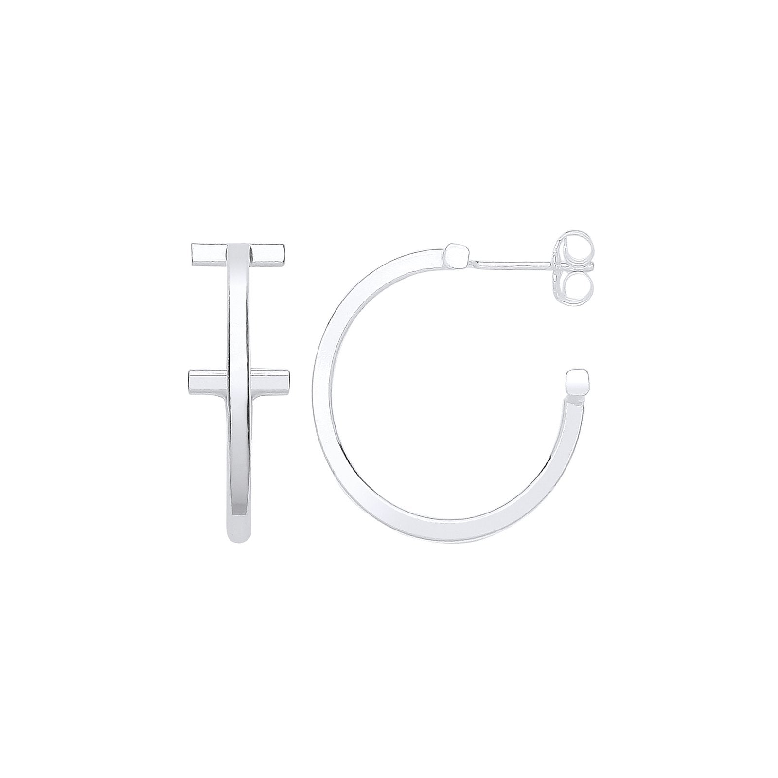Silver T-Hoop 20mm Earrings - Fine Ring - Certified Authentic - Swiss Made - UK Stock – Luxury Jewellery by Imperial T