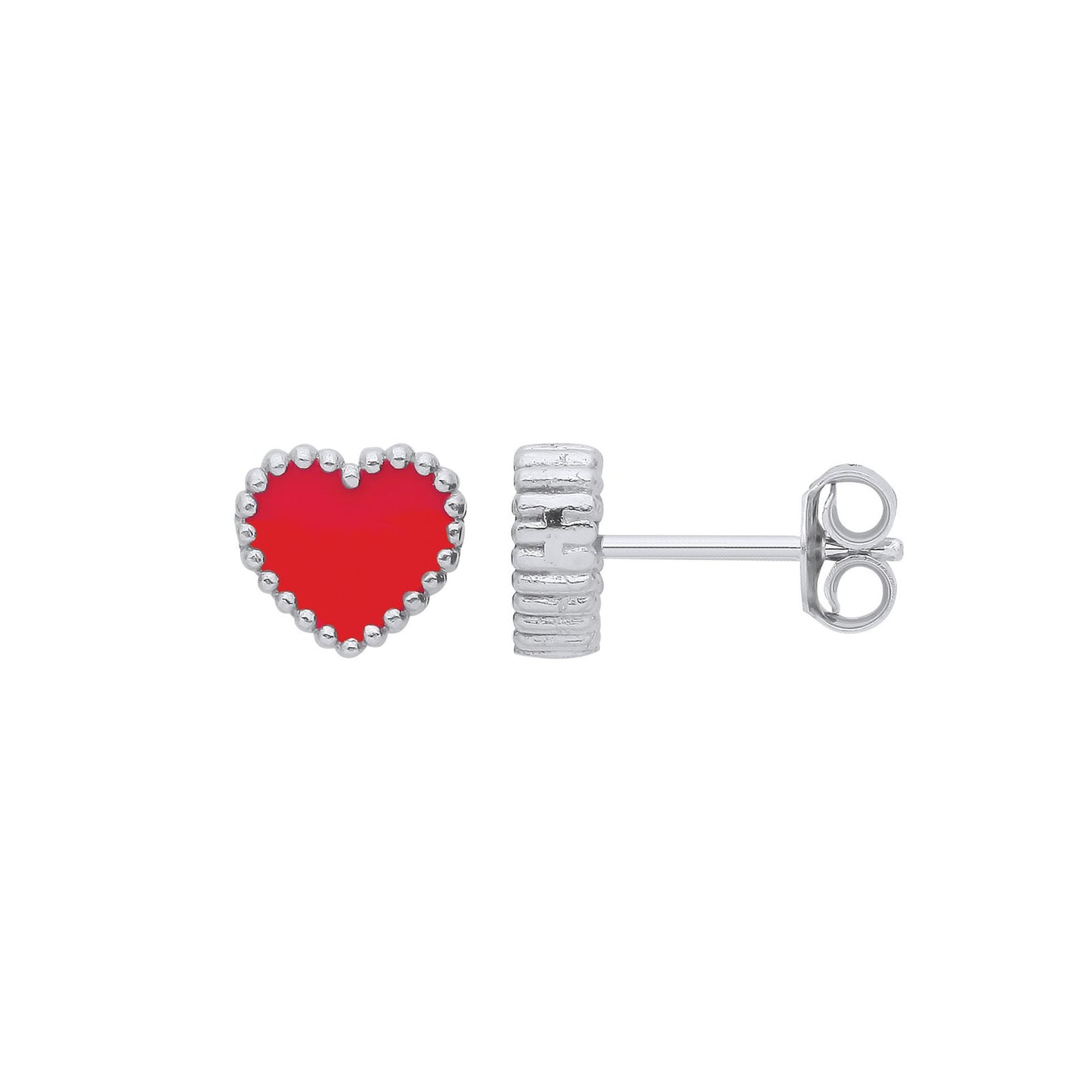 Silver Red Enamel Heart Studs - Luxury Watch - Certified Authentic - Swiss Made - UK Stock – Luxury Watch by Imperial