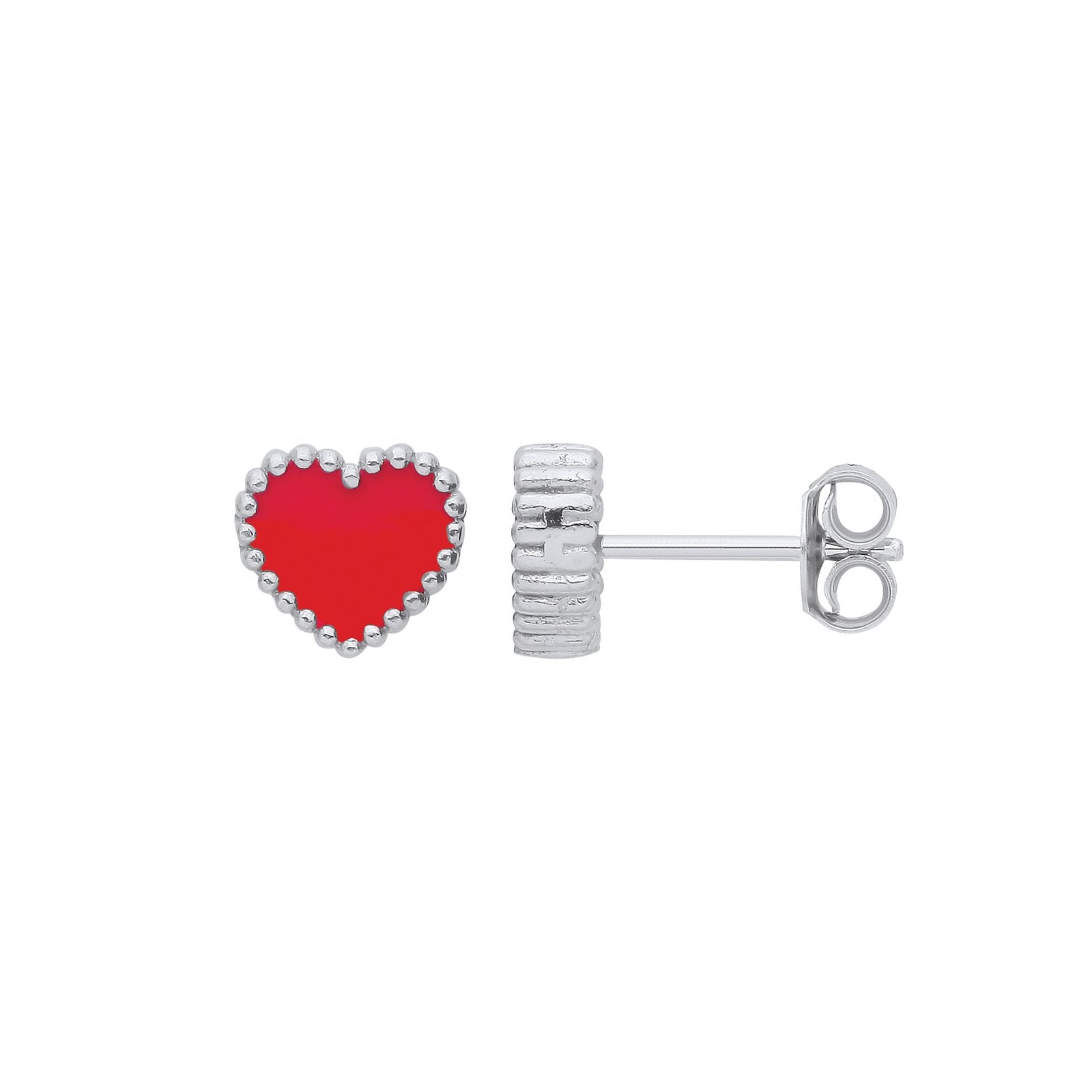 Silver Red Enamel Heart Studs - Luxury Watch - Certified Authentic - Swiss Made - UK Stock – Luxury Watch by Imperial