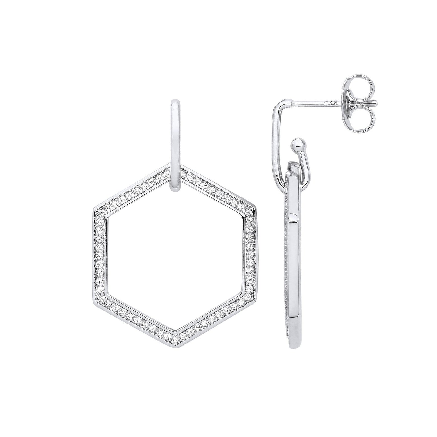 Silver Honeycomb Cubic Zirconia Earrings - Fine Ring - Certified Authentic - Swiss Made – Luxury Jewellery by Imperial