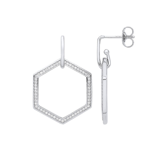 Silver Honeycomb Cubic Zirconia Earrings - Fine Ring - Certified Authentic - Swiss Made – Luxury Jewellery by Imperial