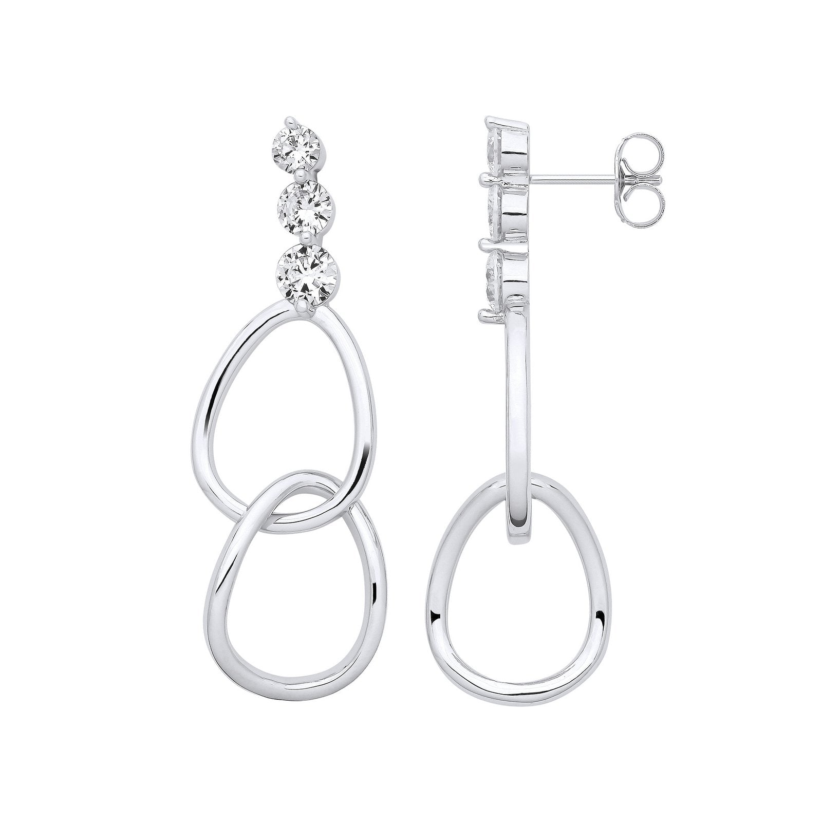 Silver Interlocked Teardrop Cubic Zirconia Earrings - Fine Ring - Certified Authentic – Luxury Jewellery by Imperial T